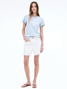 SLVRLAKE Lou Lou White Cut Off Denim Shorts 9” Inseam